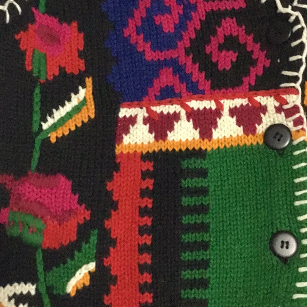 PENDLETON Knock Abouts Vintage Knit Vest M – Multicolor Patchwork Tapestry Folk - Picture 5 of 16
